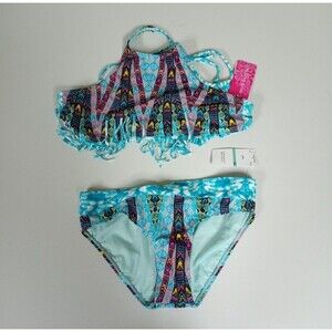 Gossip Girls Multi Color Fringe Bikini Swimsuit Set
